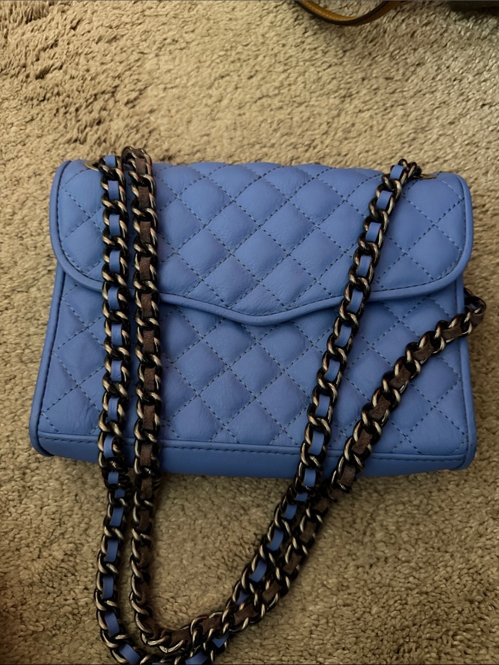 Rebecca Minkoff Quilted Periwinkle Blue Chain-Handle Crossbody